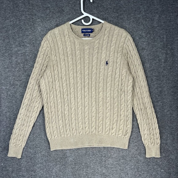 Polo Ralph Lauren Other - Vintage Polo Golf Ralph Lauren Sweater Mens M Tan Cashmere Blend Cable Knit